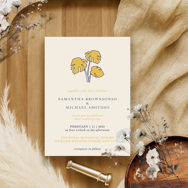 Convites Marinho Palm Botânico Tropical (Criador carregado)