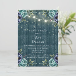 Convites Marinho Peonies e Turquesa Brunch e Bubble