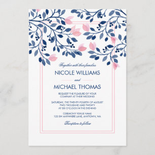 Convites Marinho Pink Floral Pink Deixa Casamento De Aquare
