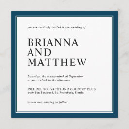 Convites Marinho Quadrado Simples e Casamento Branco