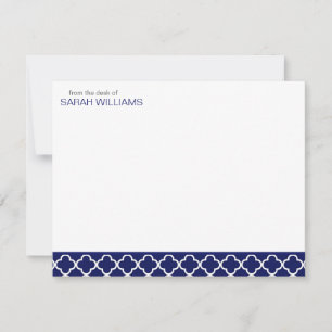 Convites Marinho Quatrefoil Flor Obrigado Notas