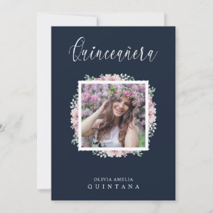 Convites Marinho Quinceañera Pink Trendy Garland Foto Espa