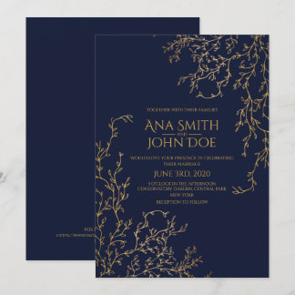 Convites Marinho Real Azul e Casamento Dourado