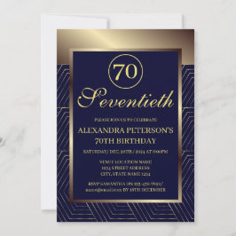 Convites Marinho Real Azul E Fronteira Dourada Padrão Anive