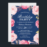 Convites Marinho Românico Floral por Fora Festa de aniversá<br><div class="desc">Crie seu convite perfeito com este modelo pré-projetado, você pode personalizá-lo facilmente para ser exclusivamente seu. Para mais personalização, clique no link "personalizar mais" e use nossa ferramenta de design fácil de usar para modificar este modelo. Se você preferir papéis mais espessos / Término da Matriz, talvez considere escolher o...</div>