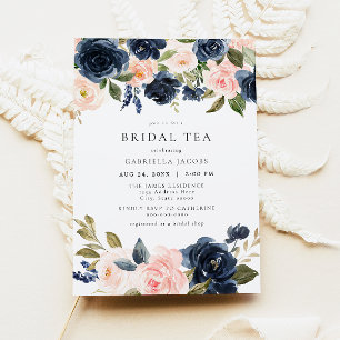 Convites Marinho Romântico e doce Blush Floral Bridal Tea