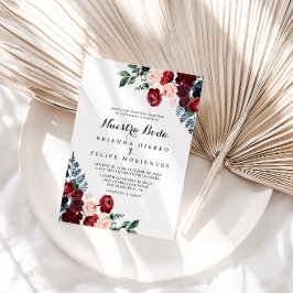 Convites Marinho Rosa Floral Nuestra Boda Casamento