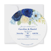Marinho Royal Bue Casamento Watercolor Flores De M