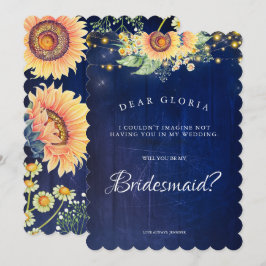 Convites Marinho Russo de Girassol Proposta de Bridesmaid A
