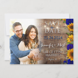 Convites Marinho Rustic Sunflower Photo Save the Date Card