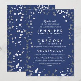 Convites Marinho Silver Confetti Casamento Moderno e Elegan