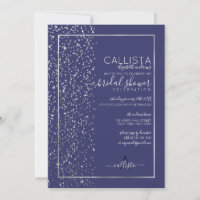 Marinho Silver Glitter Confetti Chá de panela Lado