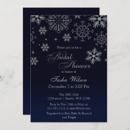 Convites Marinho Silver Glitter Winter Chá de panela Invite