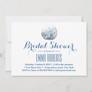 Convites Marinho simples Chá de panela azul de areia com dó