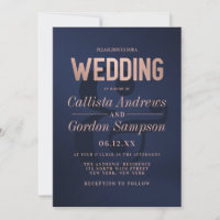 Marinho simples Dourado Casamento de metal escovad