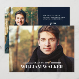 Convites Marinho Simples Moderno 2 Festa de formatura FOTO