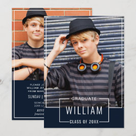 Convites Marinho Simples Moderno 2 Festa de formatura FOTO