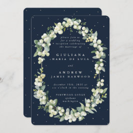 Convites Marinho Snowberry+Eucalyptus apenas Recepção de ca