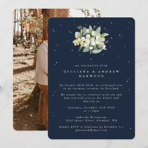 Convites Marinho Snowberry+Eucalyptus Recepção de casamento