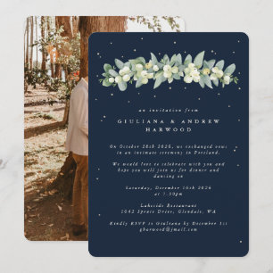 Convites Marinho Snowberry+Eucalyptus Recepção de casamento