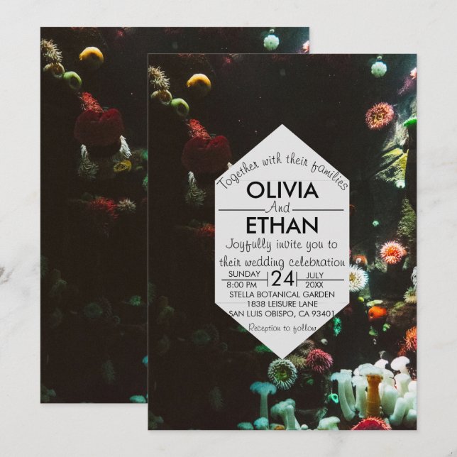 Convites Marinho Sob O Casamento De Verão Dos Recifes De Co (Frente/Verso)