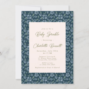 Convites Marinho Sprinkle Floral Baby Sprinkle