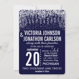 Convites Marinho Sua Foto Confetti ModernTypografia