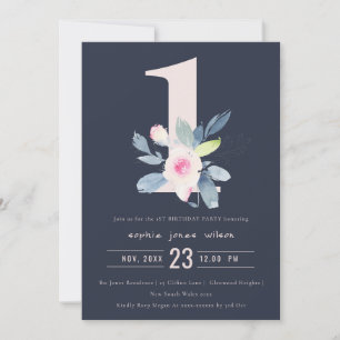 Convites MARINHO SUAVE BLUH BLUE FLORAL 1 rua QUALQUER ANIV