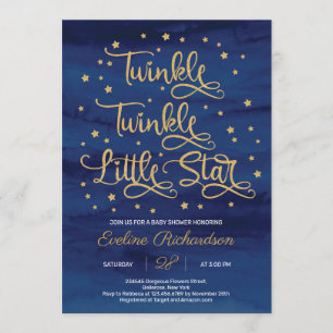 Convites Marinho Twinkle Twinkle Little Star Chá de fraldas
