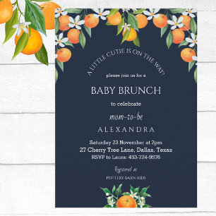 Convites Marinho Um Pequeno Citrus Laranja Cutie Baby Brunc