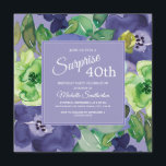Convites Marinho Verde Puro aniversário de 40 anos Floral d<br><div class="desc">Púrpura botânica elegante, azul marinho, amarelo-limão e floral de aquarela verde no convite de festas aniversário de 40 anos de surpresa quadrada púrpura. O texto, a fonte, o tamanho e a cor da fonte são completamente personalizáveis, de modo que este cartão pode ser personalizado de acordo com as suas necessidades....</div>