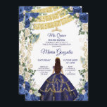 Convites Marinho Vestido e Rosas Mexicanos 15 Aniversário 1<br><div class="desc">Marinho Vestido e Rosas Rapariga Mexicana 15 de Aniversário 1 ConviteMis Quince Anos,  15 Birthday</div>