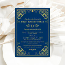 Marinho Vintage e Casamento Dourado de Arte