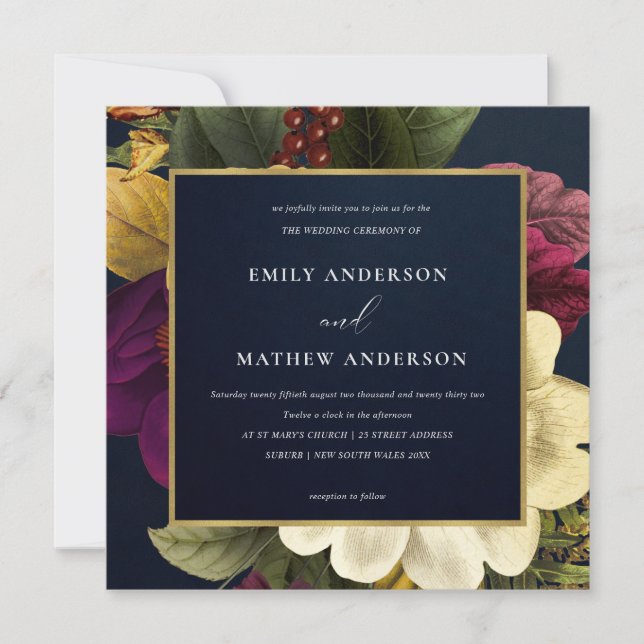 CONVITES MARINHO VINTAGE RETRO BURGUNDY AMARELO CASAMENTO F (Frente)