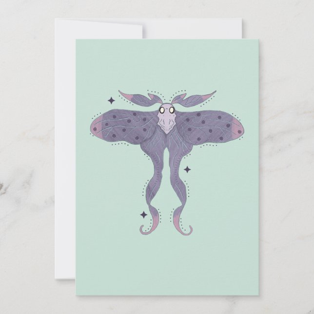 Convites Mariposa Roxa Caprichosa com Faíscas de Estrela  (Frente)