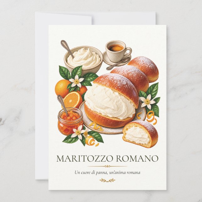 Convites Maritozzo Romano – Vintage Italian Dessert (Frente)