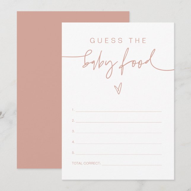 Convites MARLO Boho Blush Pink Adivinha Jogo da Comida do B (Frente/Verso)