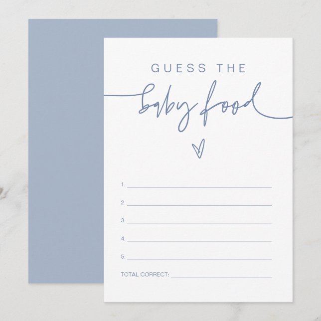 Convites MARLO Boho Dusty Blue adivinha o jogo da Comida (Frente/Verso)