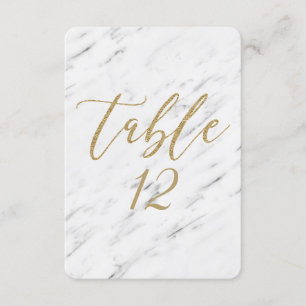 Convites Mármaco Branco Elegante e Dourado Número da Tabela