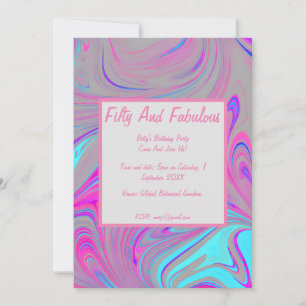 Convites Mármaco Líquido Cinquenta E Fabuloso Aniversário