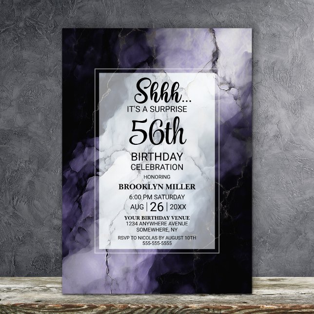 Convites Mármaco Roxo Qualquer Festa de aniversário Surpres (Criador carregado)