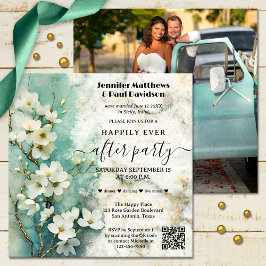 Convites Mármore Artístico Floral Feliz Depois Do Casamento