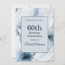 Convites Mármore Azul Claro Aniversário de 60 anos