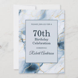 Convites Mármore Azul Claro Aniversário de 70 anos