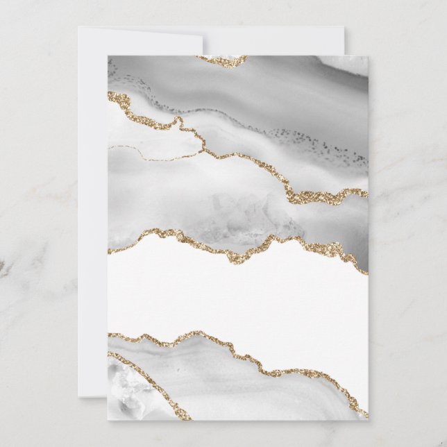 Convites Mármore Branco Cinza Ágata Refined Brilho Dourado (Frente)