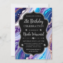 Mármore Brilhante Azul e Roxo Aniversário de 21 an