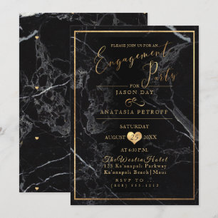 Convites Mármore de Festa de noivado PixDezines/Faux Dourad