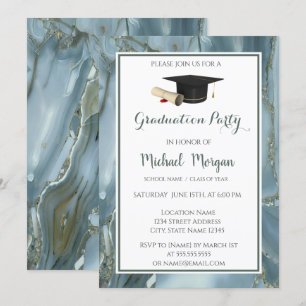 Convites Mármore do boné de formatura, festa de formatura