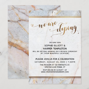 Convites Mármore Dourado Estamos Fugindo Corações Dourados 