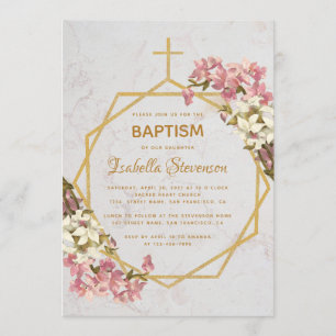 Convites Mármore Dourado Floral Orquídeas Rosa Geométrico B